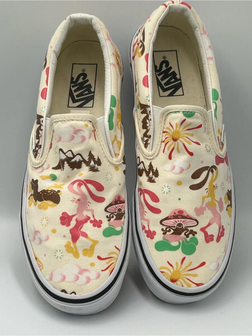 Vans Slip-On Canvas Shoes Groovy Mushroom Trip  bunny’s  Men’s 8.5